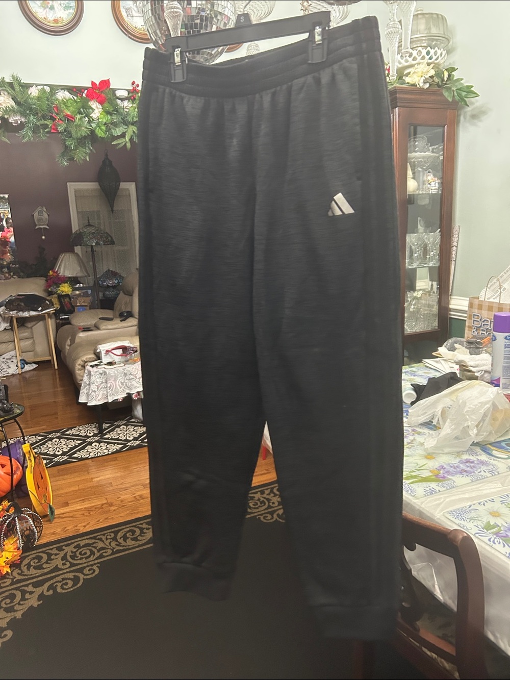 adidas Black Youth Joggers with Small Logo